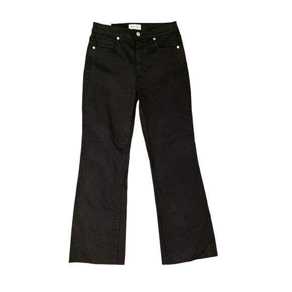 Sneak Peek Jeans Women 26 Black High Rise Cropped Kick Flare Cotton Blend Pocket - Picture 1 of 15